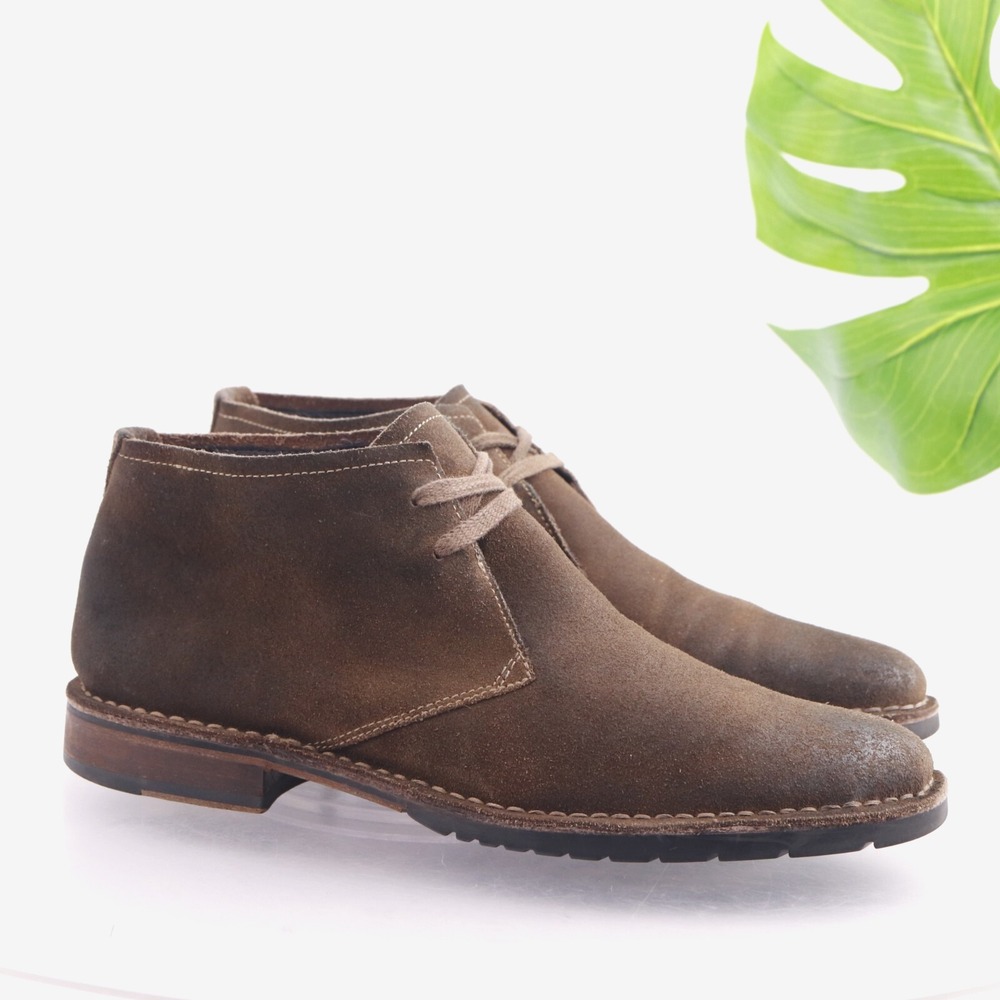 John Varvatos Mens Chukka Boot Size 8 Brown Suede Leather Lined Ankle Casual Lug
